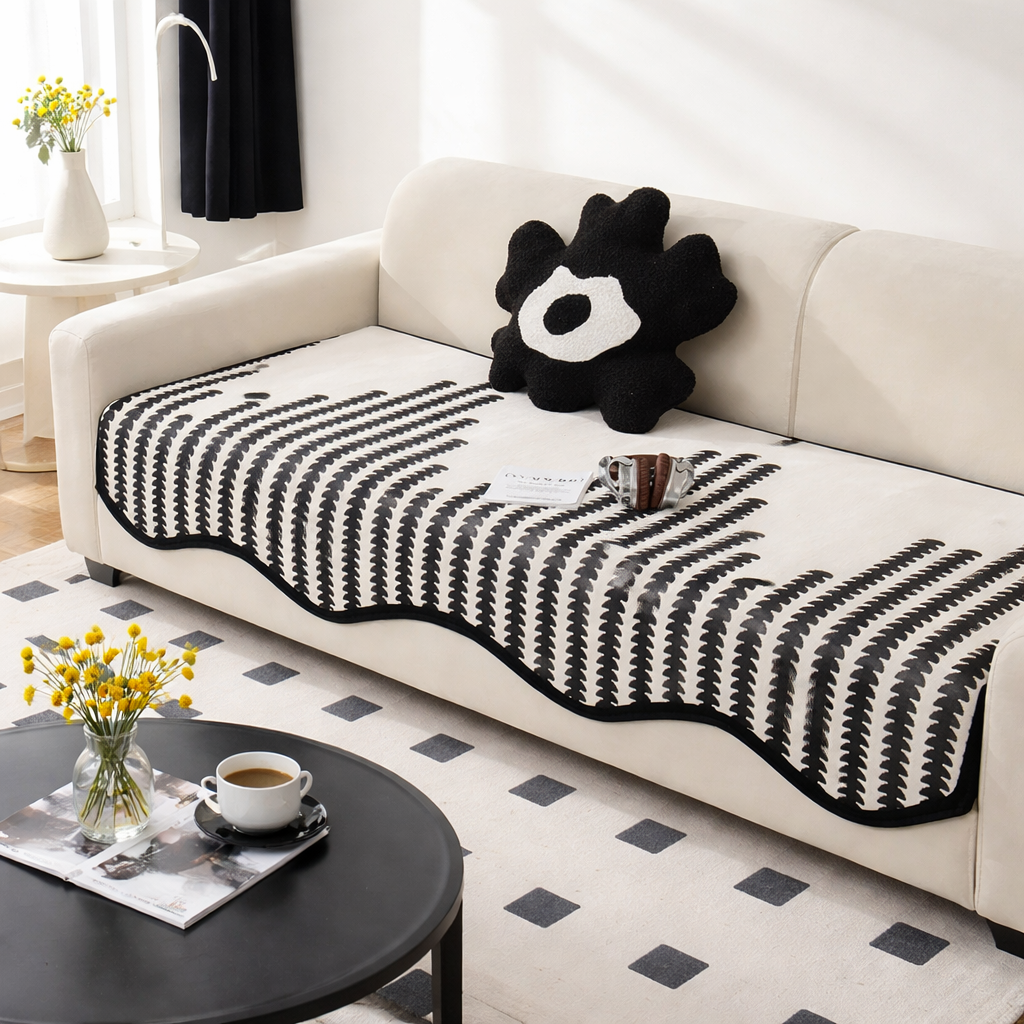 Luxury Chenille Boho Geometric Non Slip Sofa Couch Cover