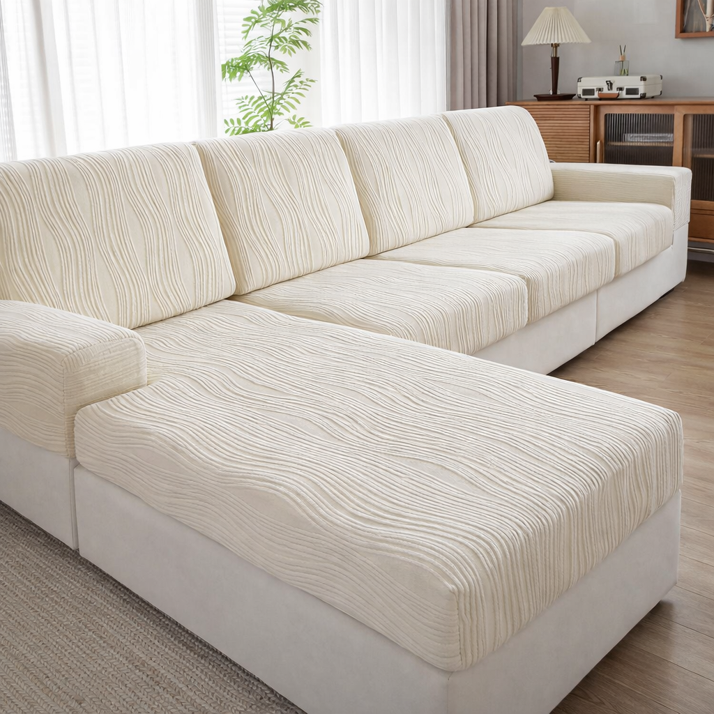 Cushion L Shaped Stripe Slipcover Sofa Couch