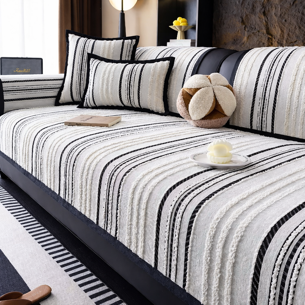 Non-slip Elegant Chenille Stripe Sofa Couch Cover