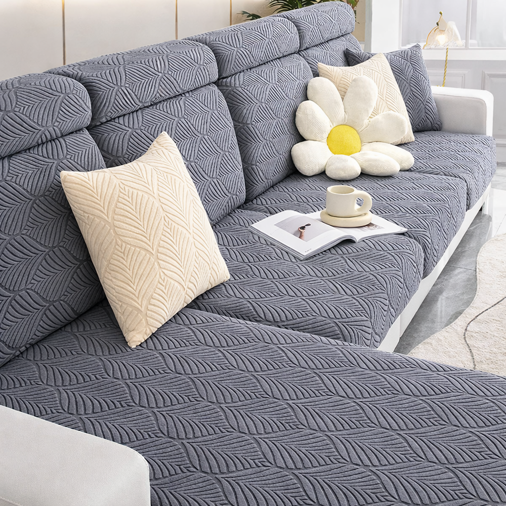 Non-Slip L Shaped Slipcover Jacquard Cushion Sofa Couch Cover
