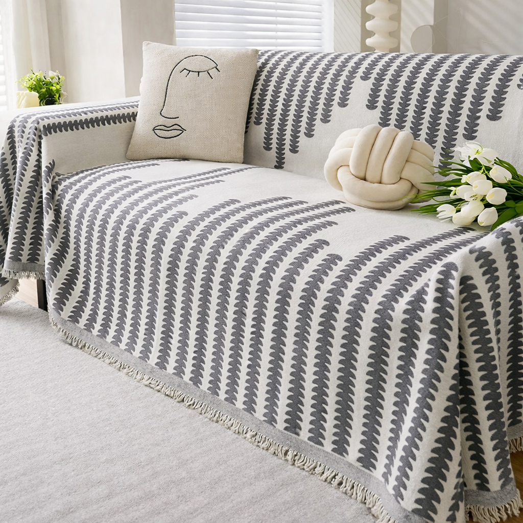 Elegance Chenille Anti-Slip Tassels Sofa Couch Cover