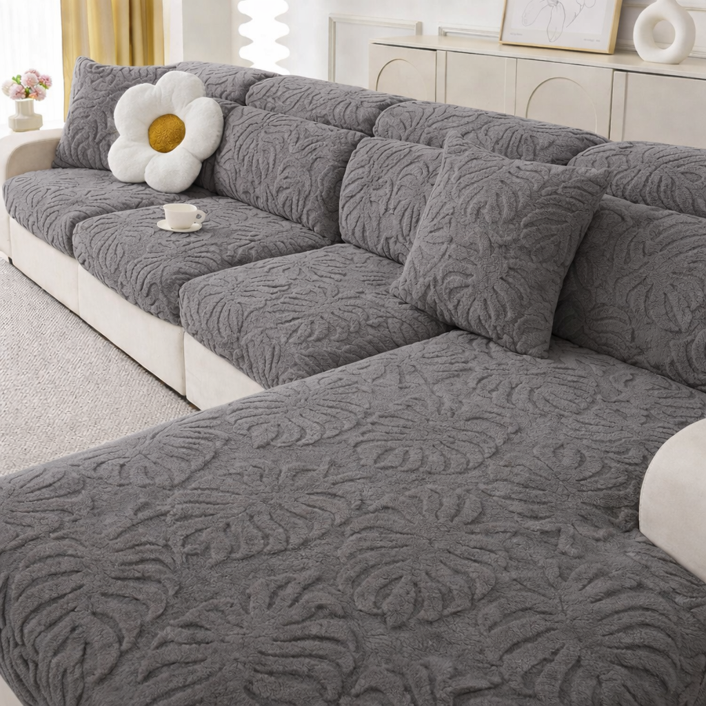 L Shaped Sectional Floral Plush Cushion Sofa Couch Cover