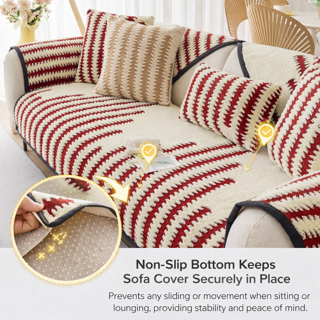 Non Slip Geometric Fuzzy Mat Couch Sofa Cover