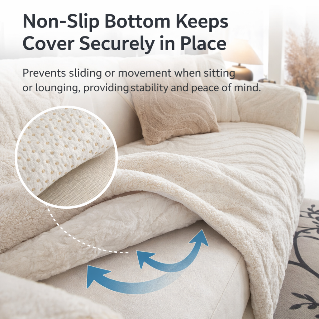 Non Slip Fuzzy Geometric Mat Couch Sofa Cover
