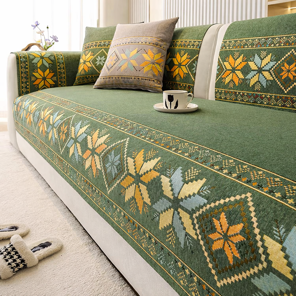 Non Slip Boho Chenille Geometric Sofa Couch Cover