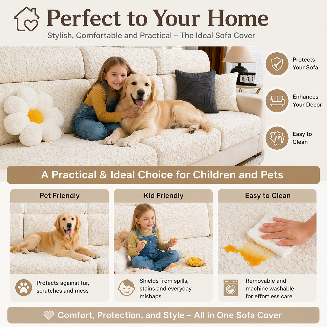 Sectional L Shaped Cushion Slipcover Sofa Couch