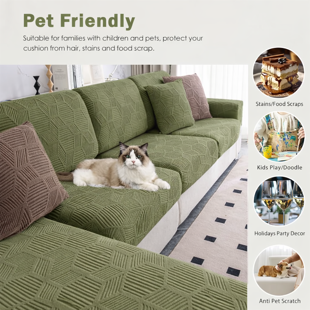 Anti Slip Cushion L Shaped Geometric Sectional Sofa Couch Cover