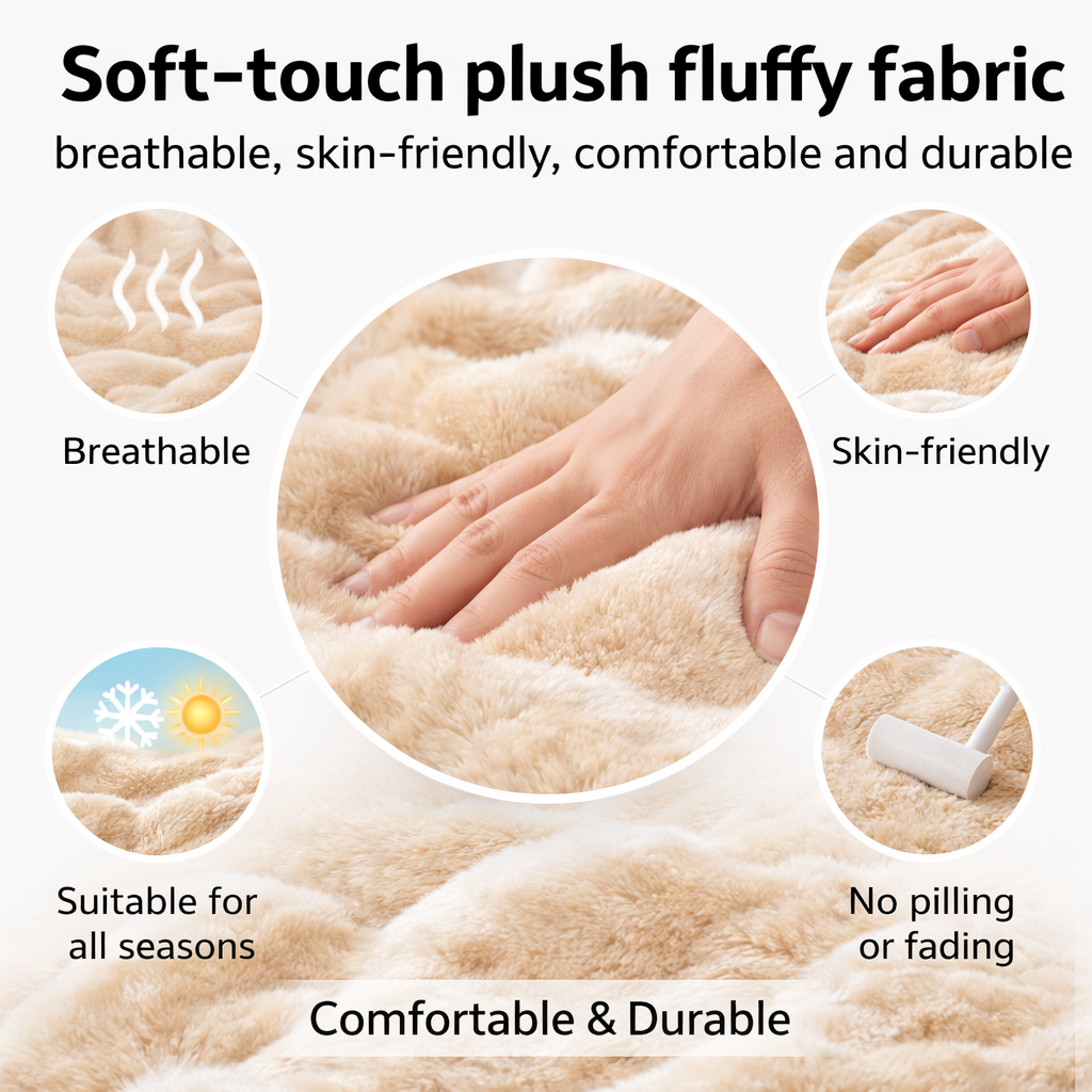 Non Slip Rabbit Fur Plush Furry Mat Couch Sofa Cover