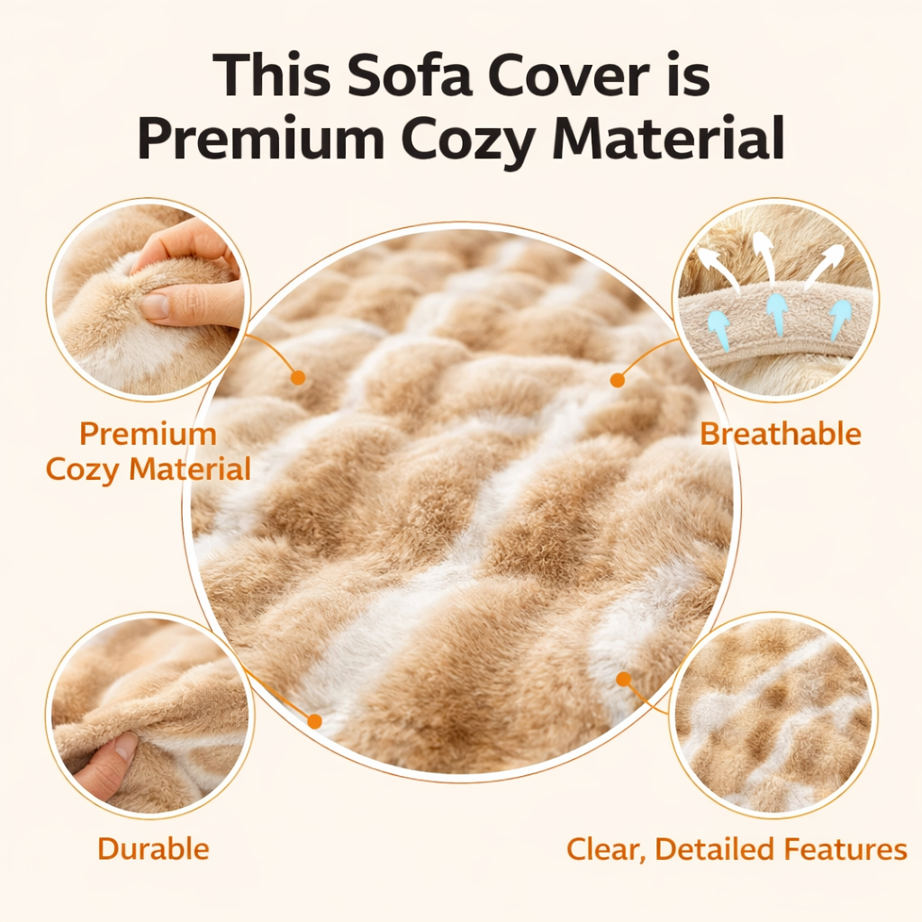 Non Slip Rabbit Fur Plush Furry Mat Couch Sofa Cover