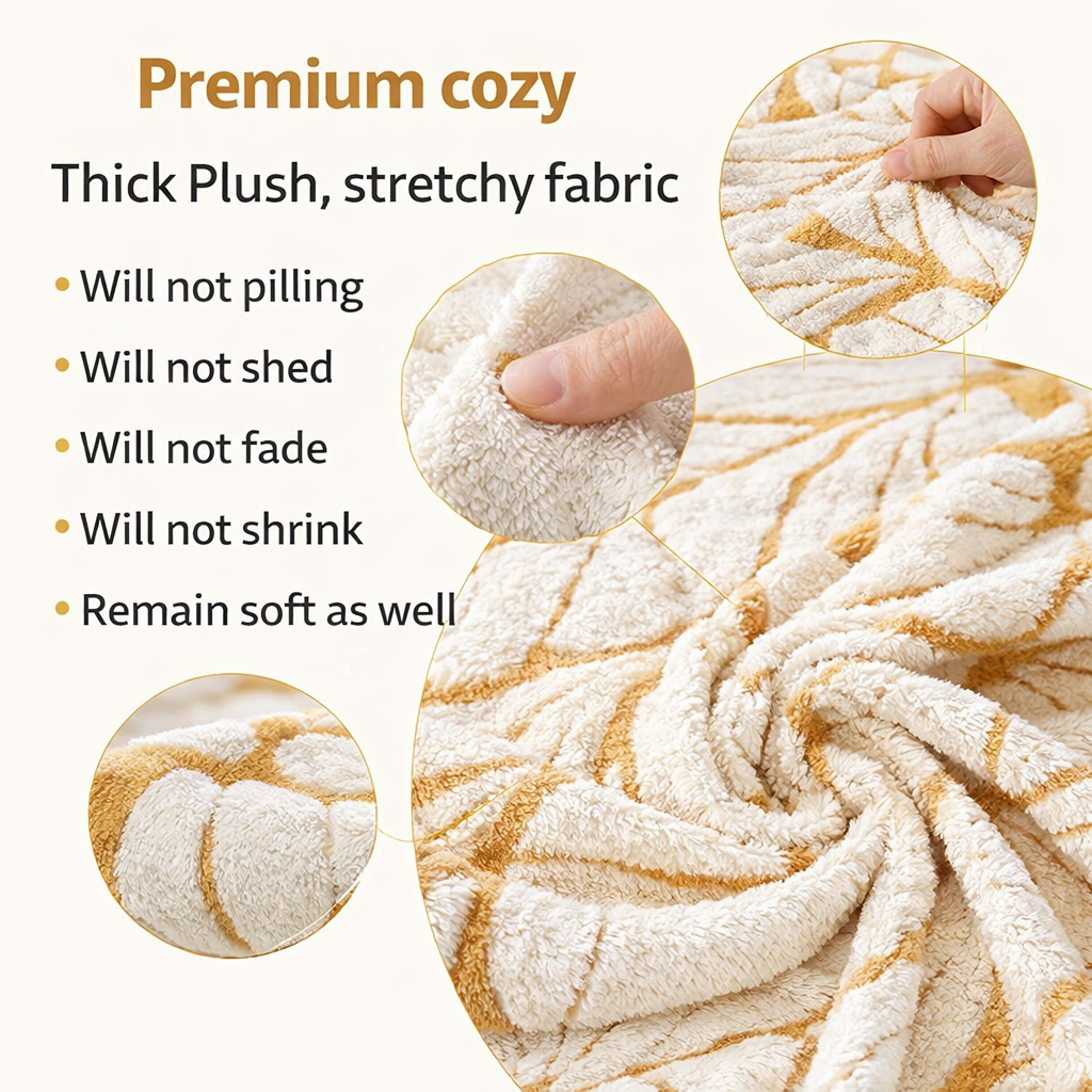 L Shaped Sectional Leaf Plush Cushion Sofa Couch Cover