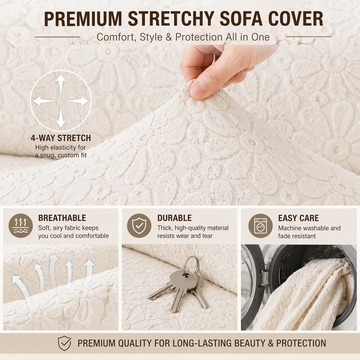 Sectional L Shaped Cushion Slipcover Sofa Couch