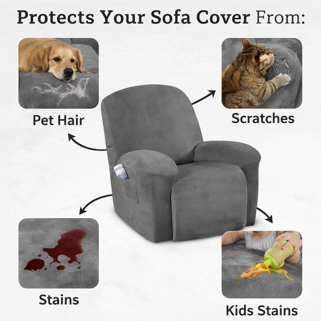 Velvet Love Seat Slipcover Recliner Cover