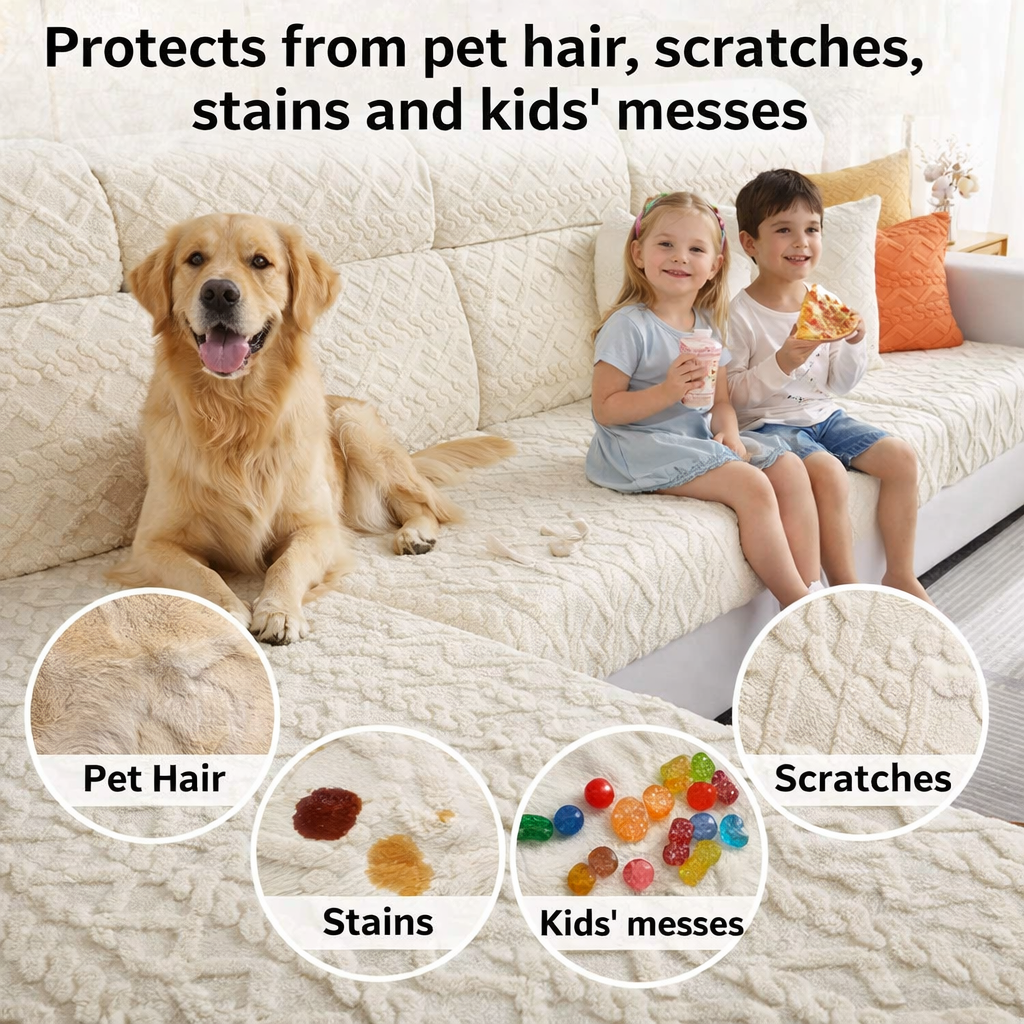L Shaped Anti Slip Cushion Polar Fleece Sofa Couch Cover