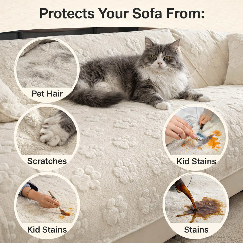 Non Slip Fuzzy Cat Paw Mat Couch Sofa Cover