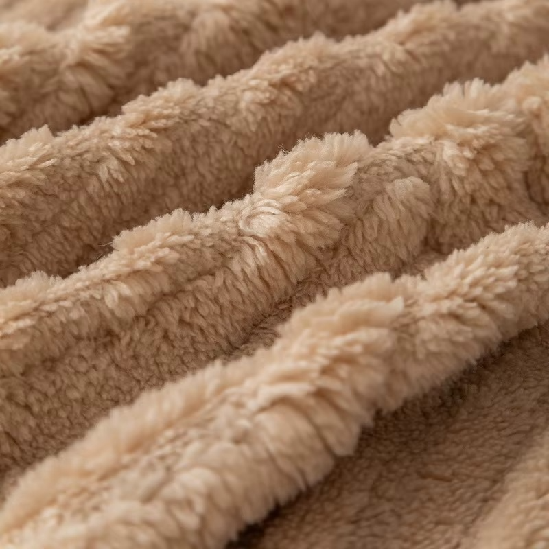 Classic Fuzzy Curved Striped Plush Sofa Couch Cover
