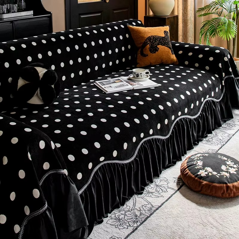 Non-Slip Luxury Chenille Elegance Skirted Sofa Couch Cover