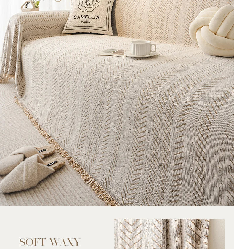 Chenille Tassels Anti-Slip Sofa Couch Cover