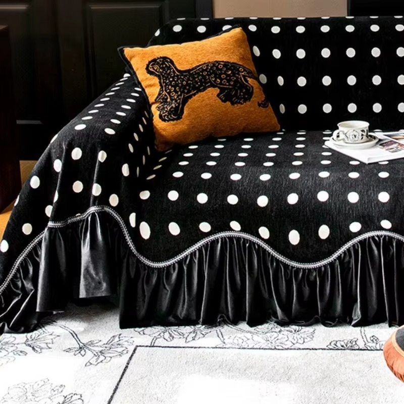 Non-Slip Luxury Chenille Elegance Skirted Sofa Couch Cover
