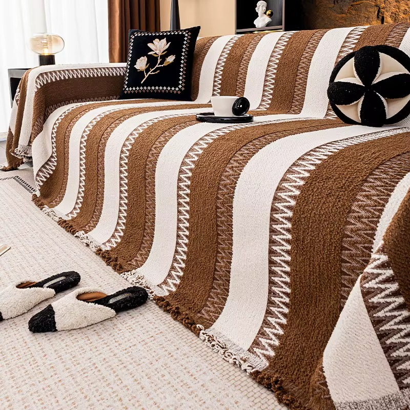 Elegant Anti-Slip Geometric Chenille Bohemian Sofa Couch Cover