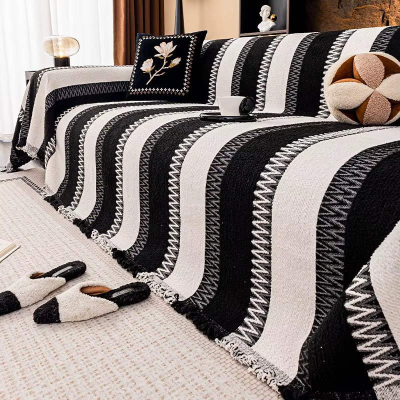 Elegant Anti-Slip Geometric Chenille Bohemian Sofa Couch Cover