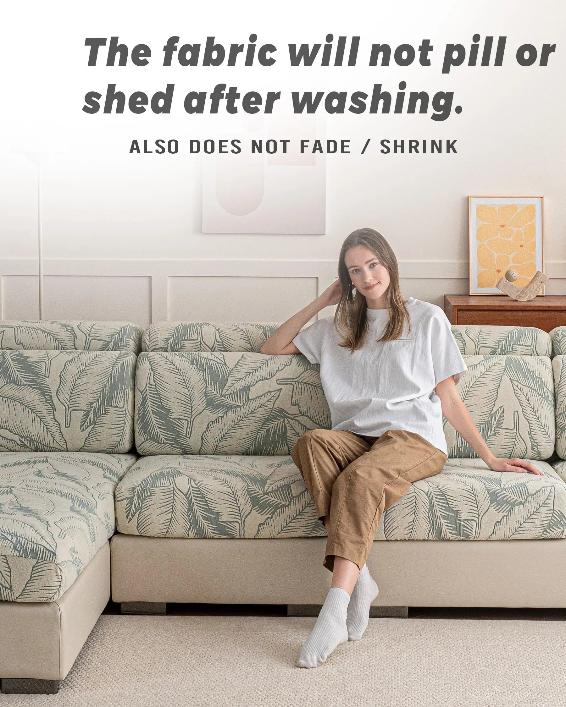 L Shaped Sectional Leaf Cushion Sofa Couch Cover