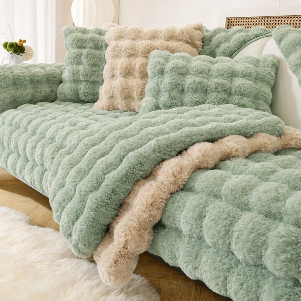 Non Slip Plush Fuzzy Furry Mat Couch Sofa Cover
