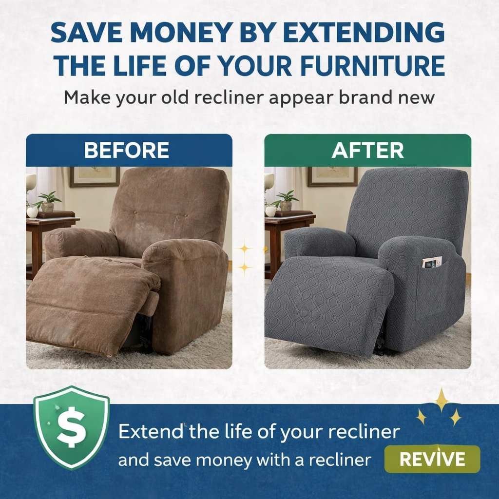 Jacquard Geometric Recliner Slipcover Lazy Boy Chair Cover