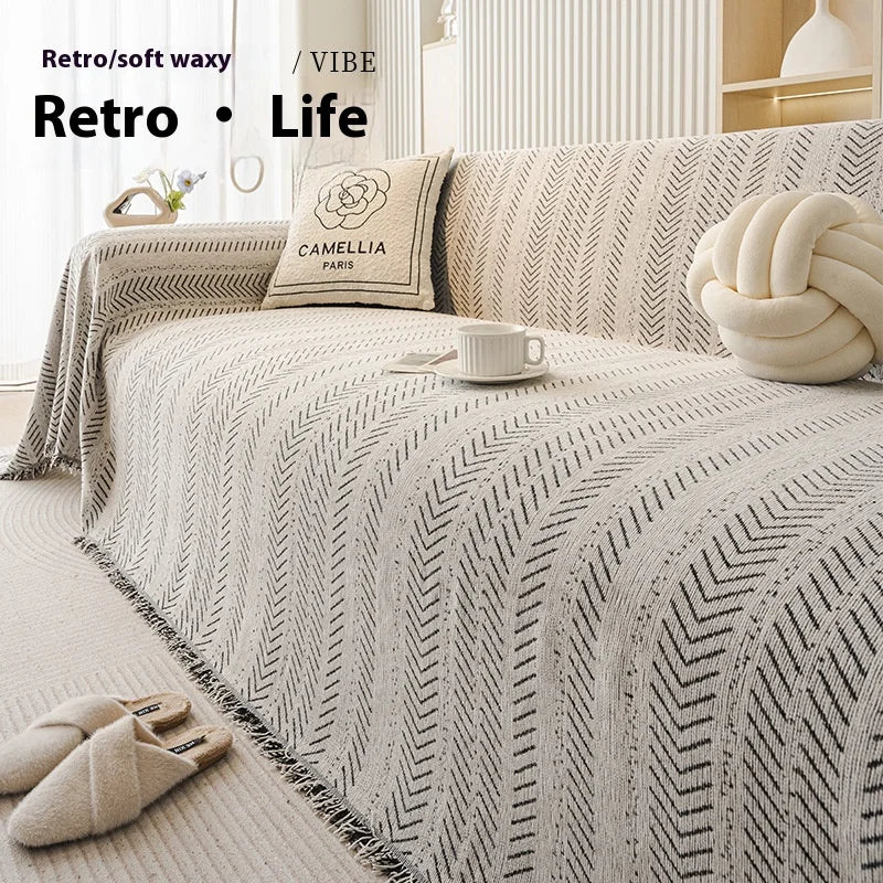 Chenille Tassels Anti-Slip Sofa Couch Cover