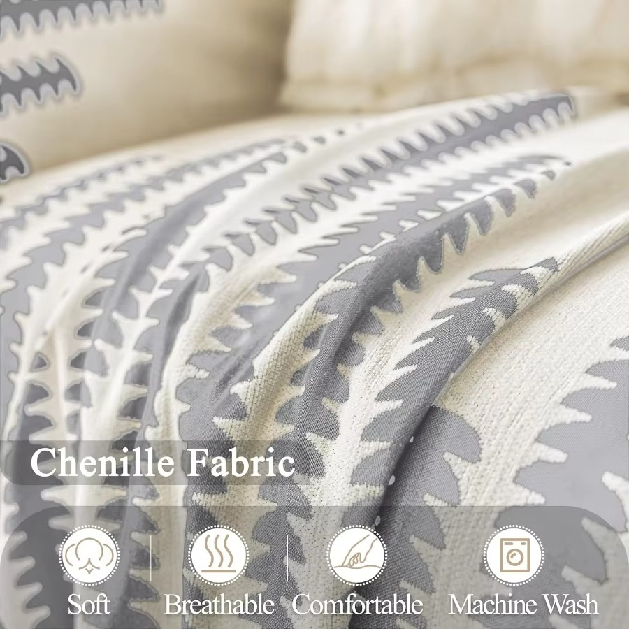 Elegance Chenille Anti-Slip Tassels Sofa Couch Cover