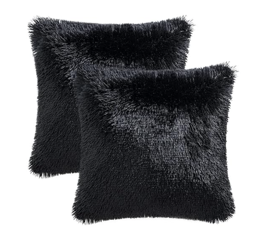 2 Faux Fur Fluffy Plush Pillow Cushion Cover Case
