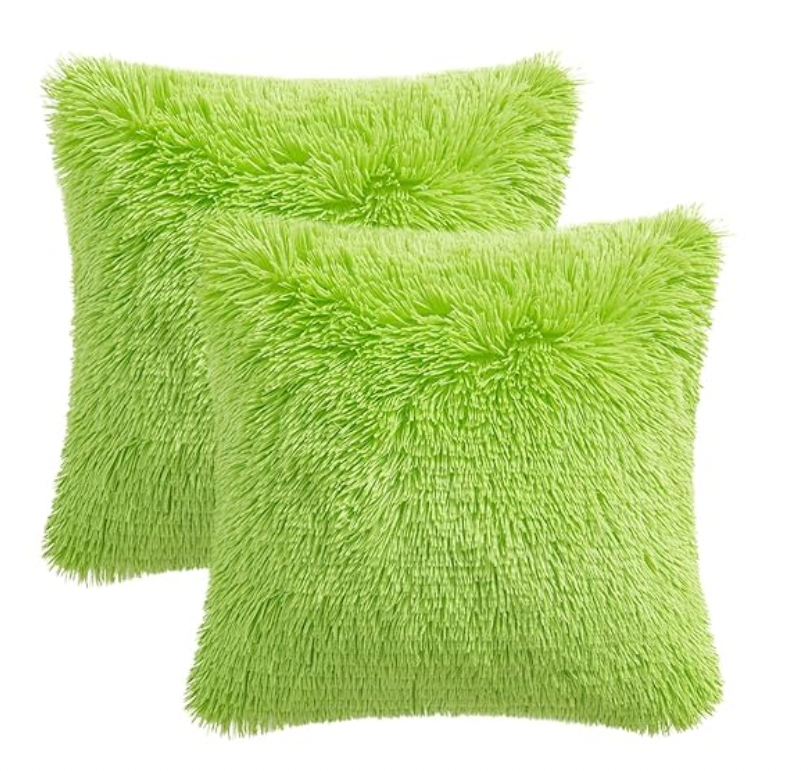 2 Faux Fur Fluffy Plush Pillow Cushion Cover Case