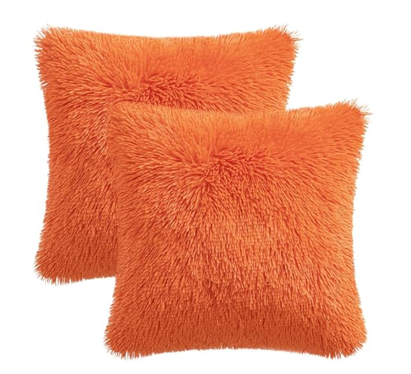 2 Faux Fur Fluffy Plush Pillow Cushion Cover Case