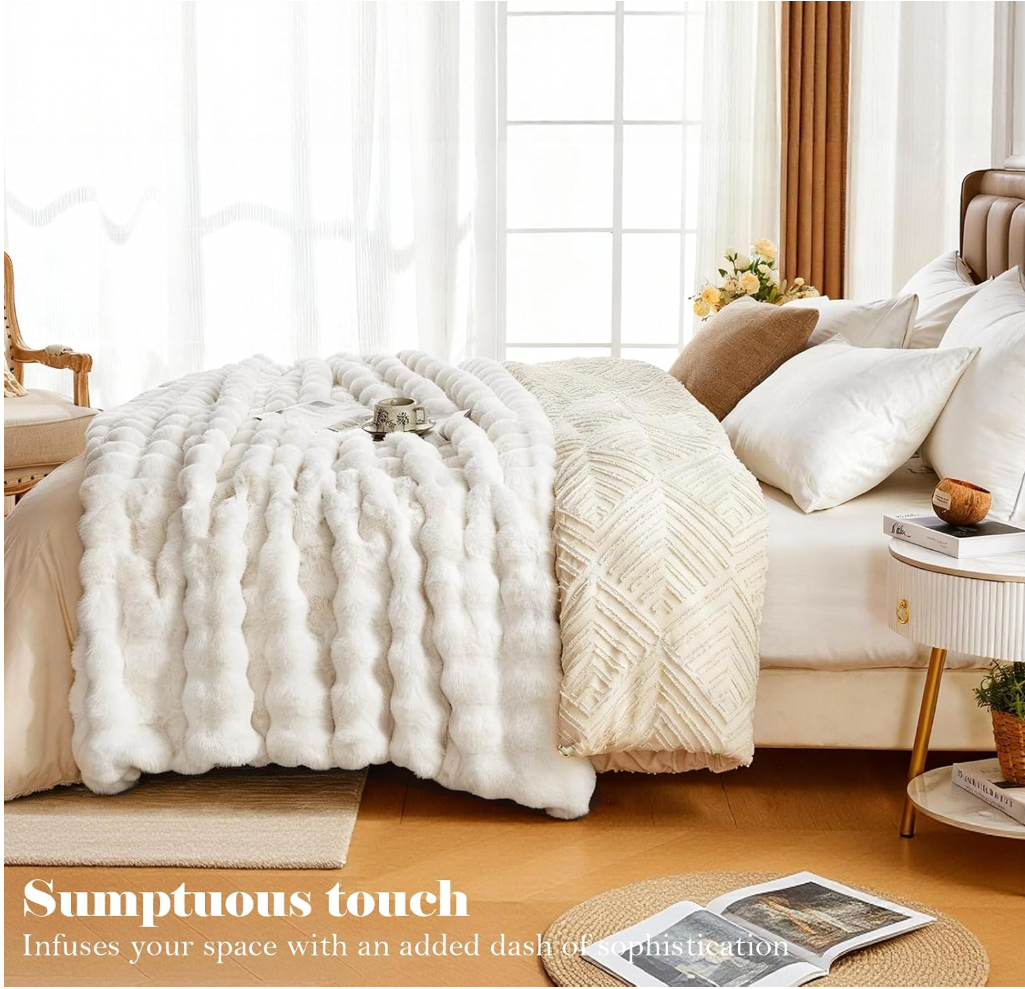 Fluffy Fleece bubble Blanket