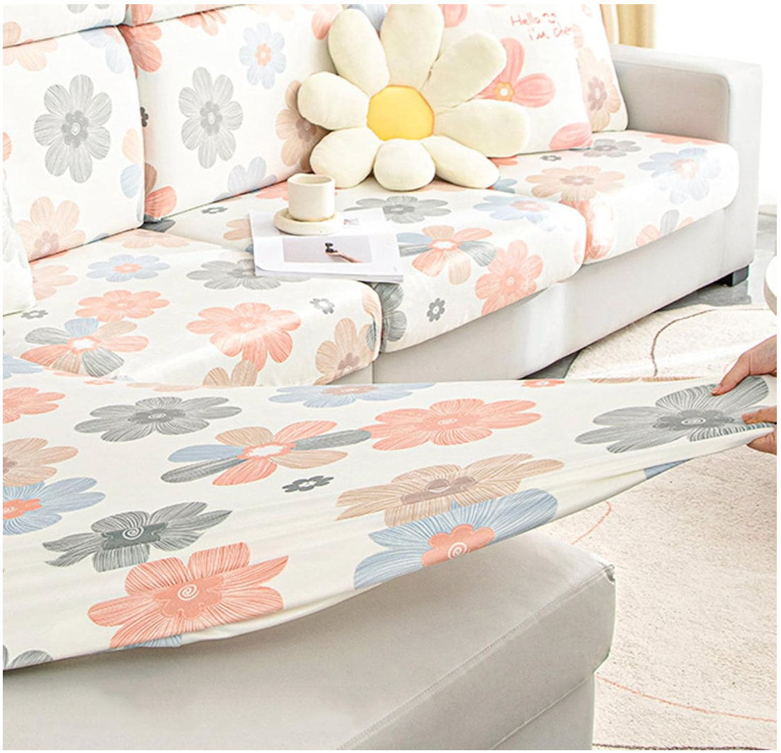 Anti-Slip L Shaped Pastel flora Cushion Sofa Couch Cover