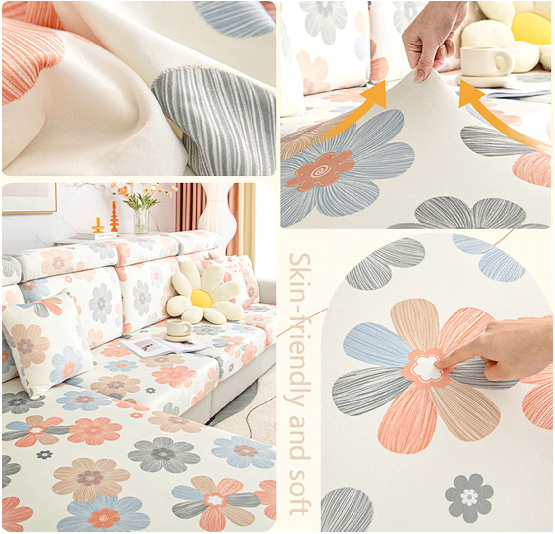Anti-Slip L Shaped Pastel flora Cushion Sofa Couch Cover