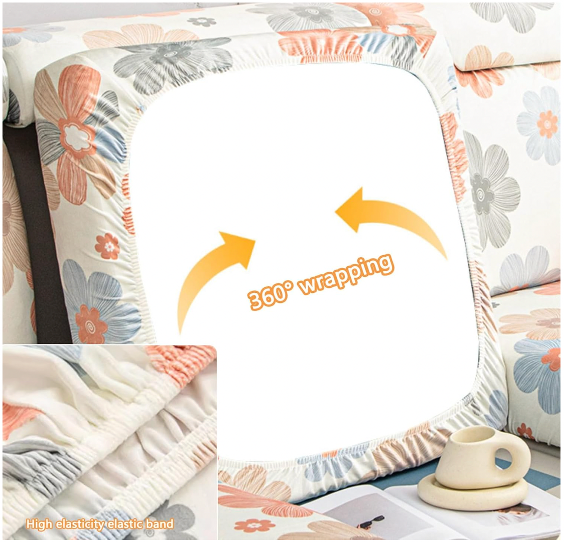 Anti-Slip L Shaped Pastel flora Cushion Sofa Couch Cover