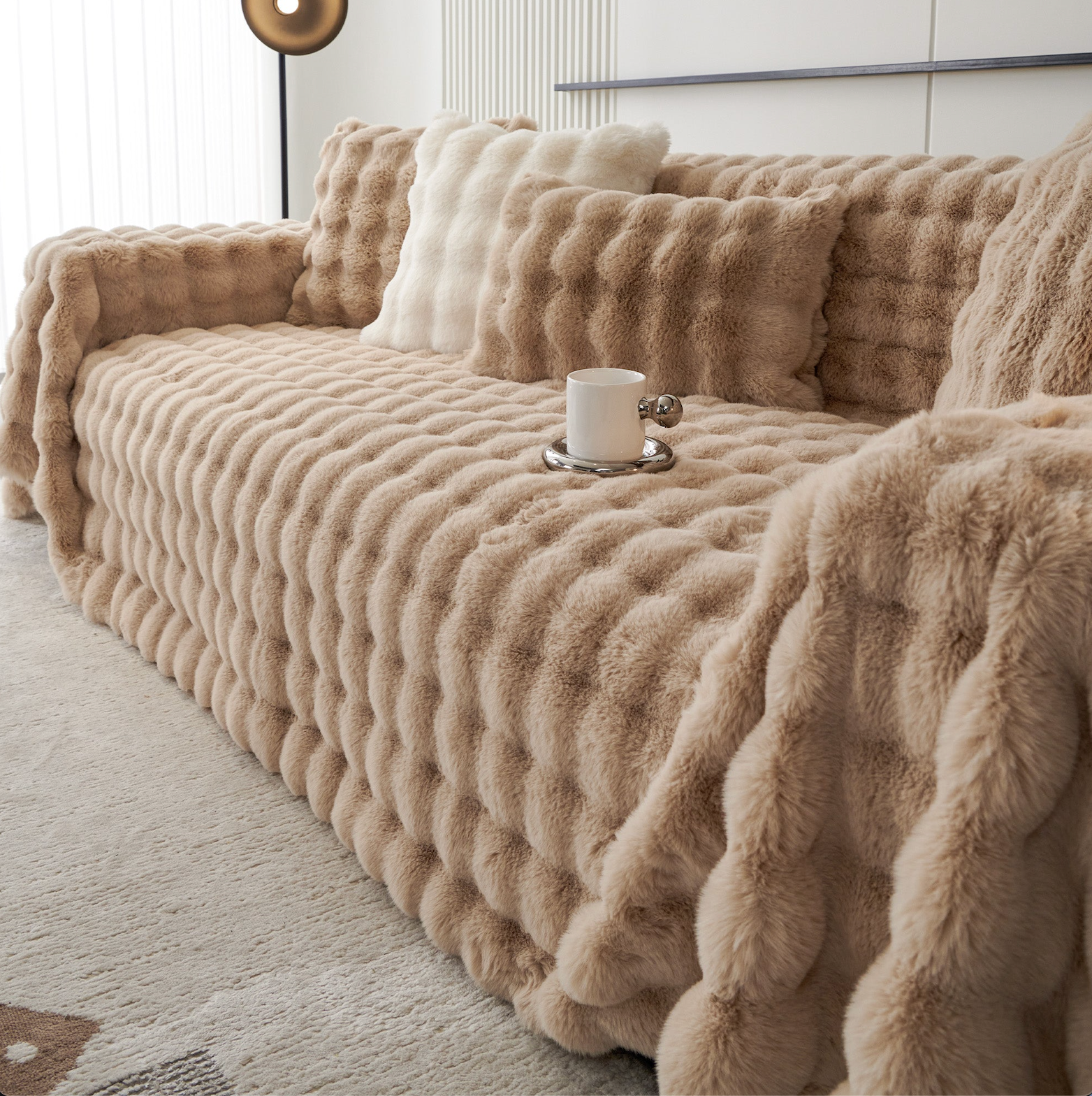 Non Slip Plush Fuzzy Furry Couch Sofa Cover