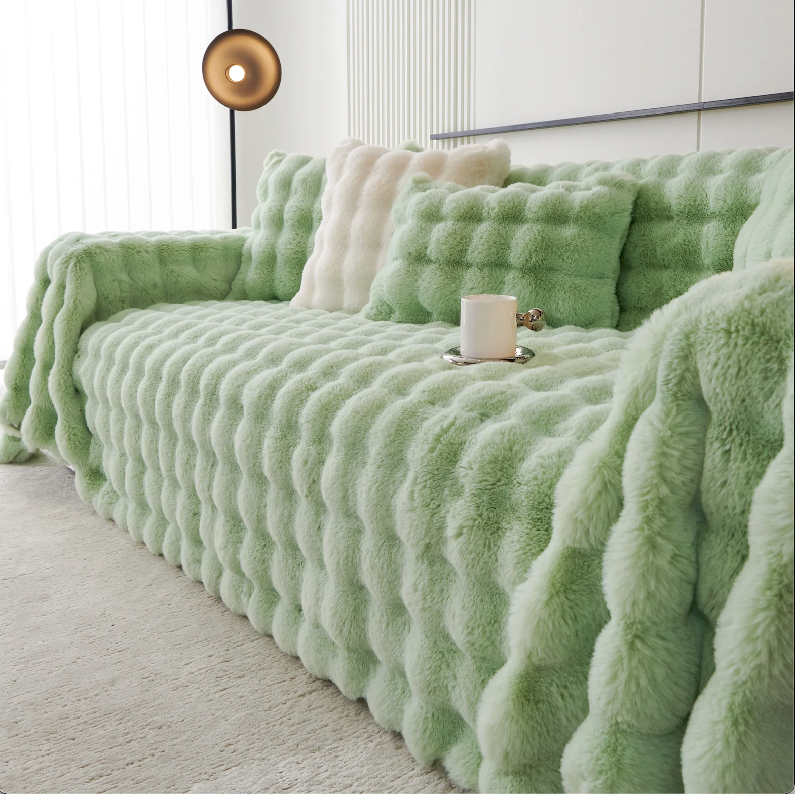 Non Slip Plush Fuzzy Furry Couch Sofa Cover