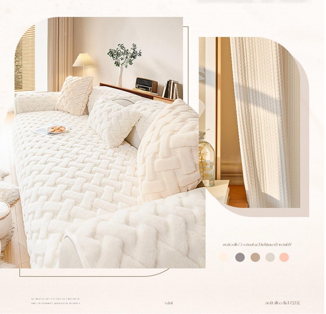 Non-Slip Geometric Plush Fuzzy Furry Sofa Couch Cover