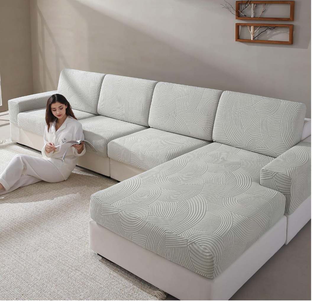 Anti Slip Geometric L Shaped Sectional Cushion Sofa Couch Cover