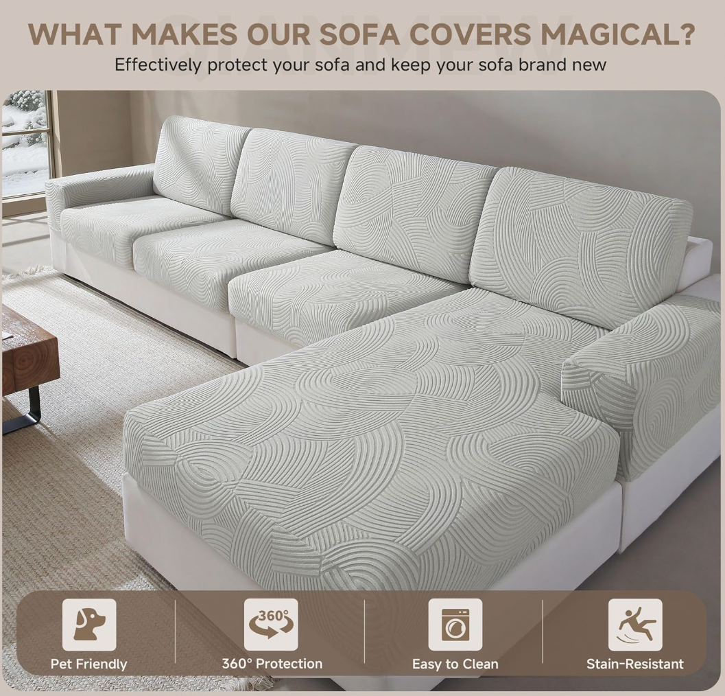 Anti Slip Geometric L Shaped Sectional Cushion Sofa Couch Cover