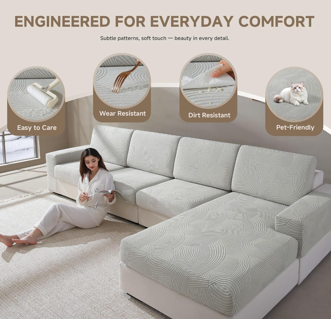 Anti Slip Geometric L Shaped Sectional Cushion Sofa Couch Cover