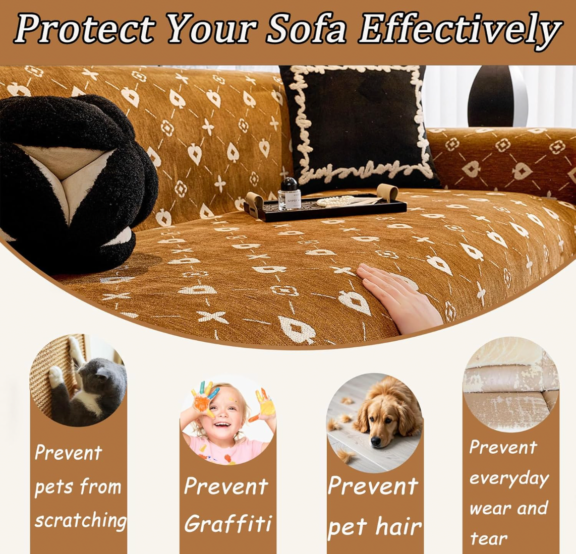Elegant Geometric Chenille Bohemian Sofa Couch Cover
