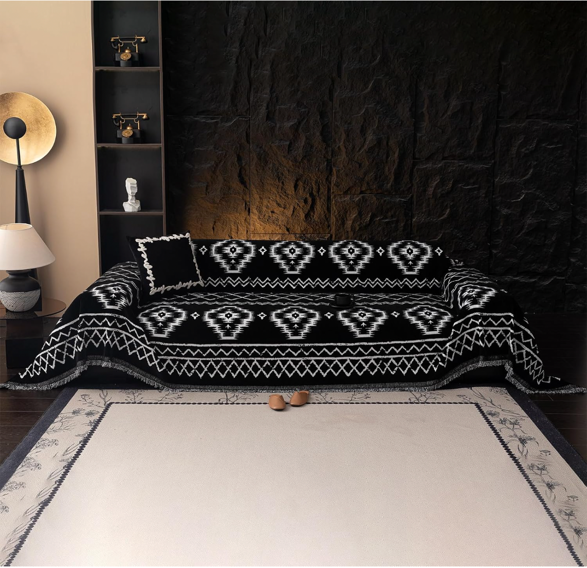 Non-Slip Boho Chenille Geometric Tassels Sofa Couch Cover