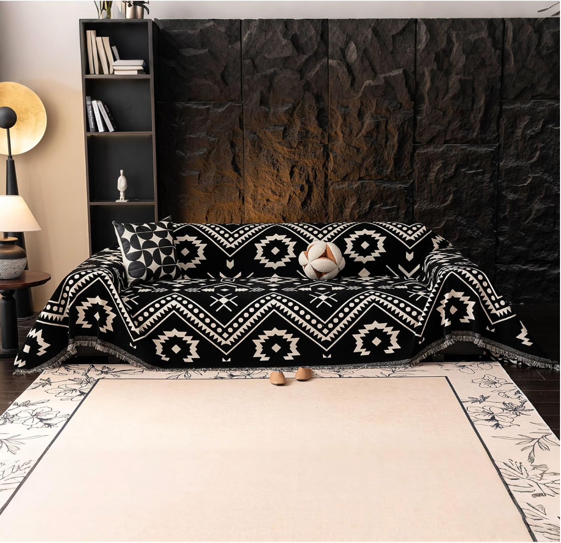 Non-Slip Chenille Boho Geometric Tassels Sofa Couch Cover
