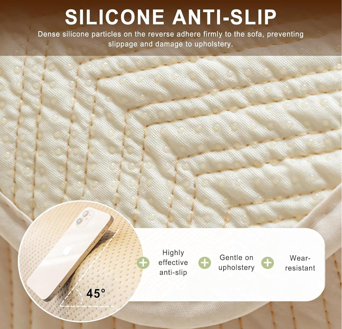 Non-Slip Quilted Chenille Sofa Couch Cover