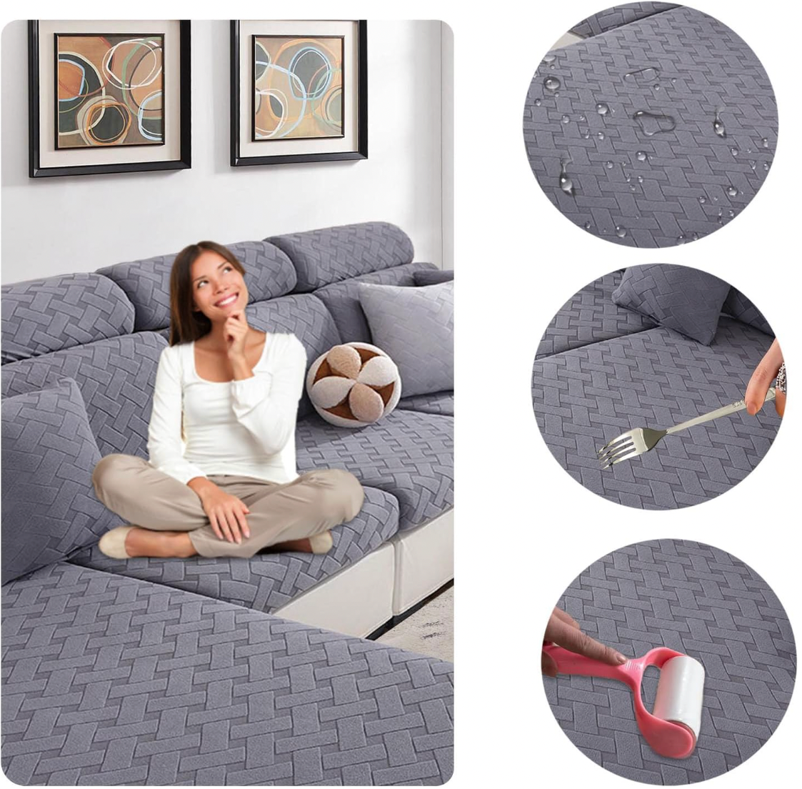Anti Slip L Shaped Sectional Cushion Sofa Couch Cover