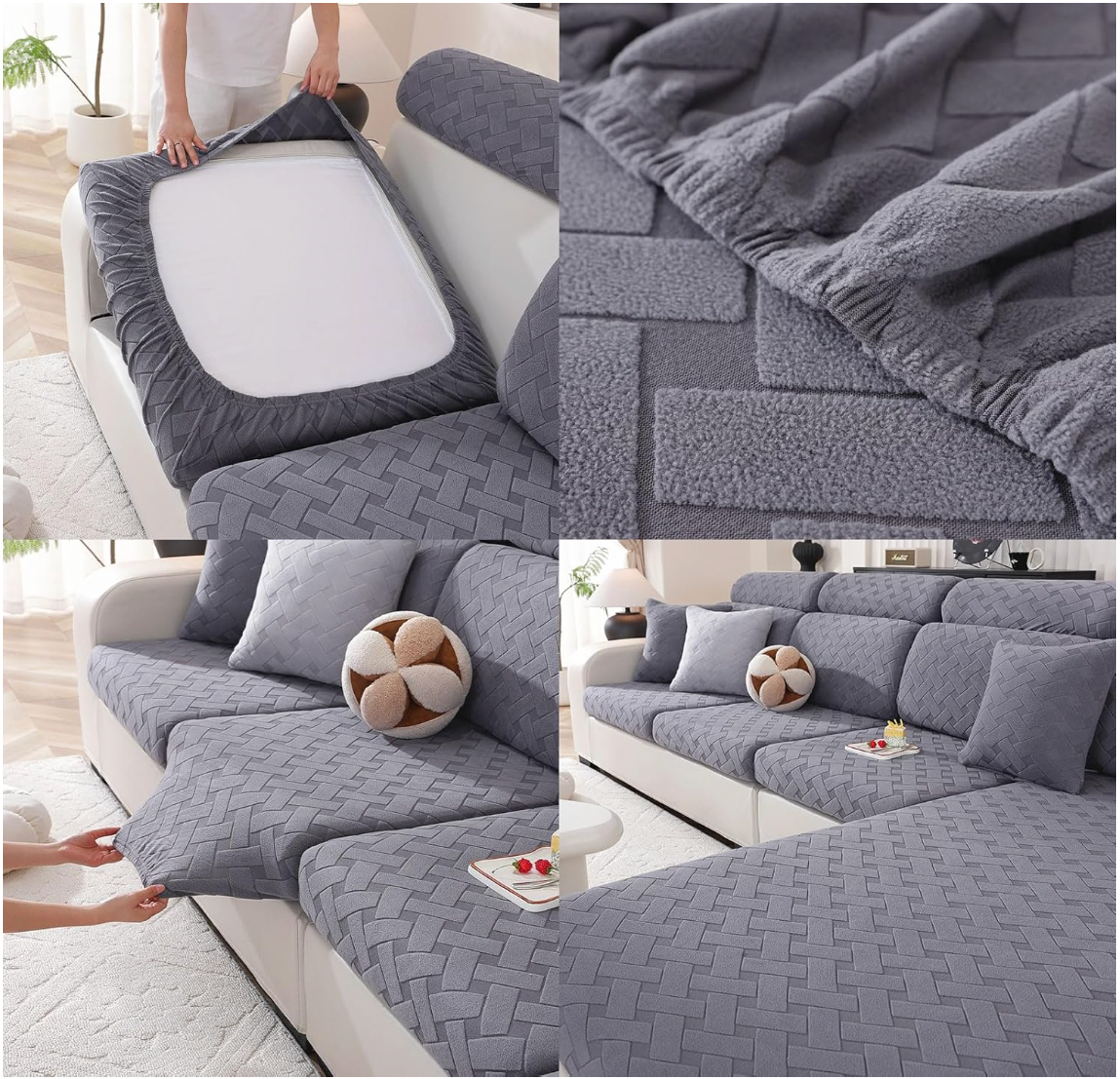 Anti Slip L Shaped Sectional Cushion Sofa Couch Cover