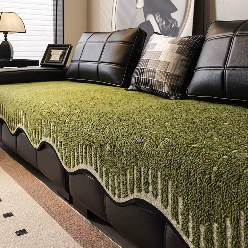Non-Slip Wave Geometric Plush Fuzzy Furry Sofa Couch Cover