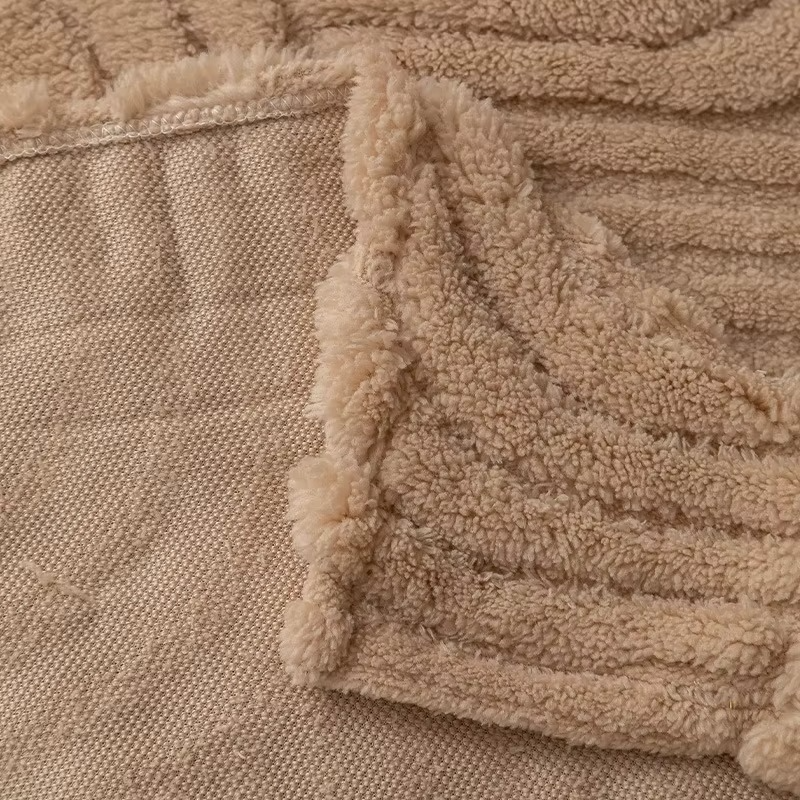 Classic Fuzzy Curved Striped Plush Sofa Couch Cover